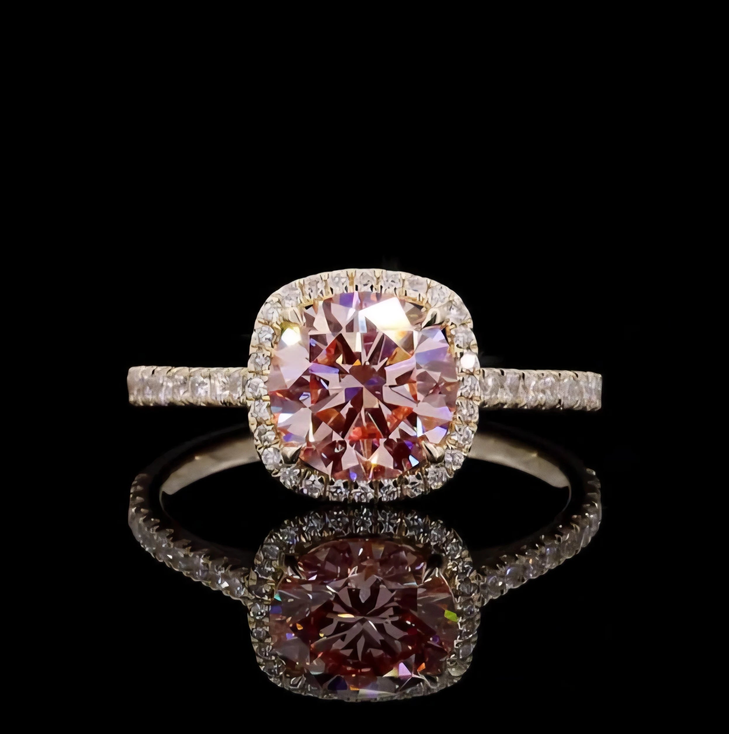 Vintage Designer 8CT Pink VS1 Lab Grown Diamond IGI Certified Ring 14K Yellow Gold Setting Rhodium Plated Engagement Wedding