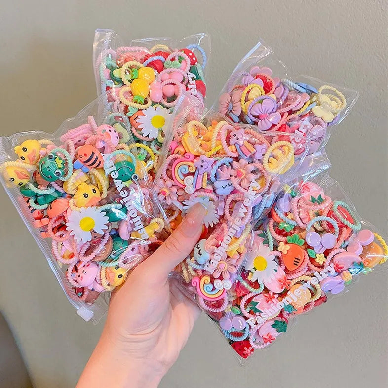 New 2024 Children Cute Candy Color Small Mini Thumb Hair Ties Set Lovely Rubber Hair Bands Girls Hair Accessories for Kids