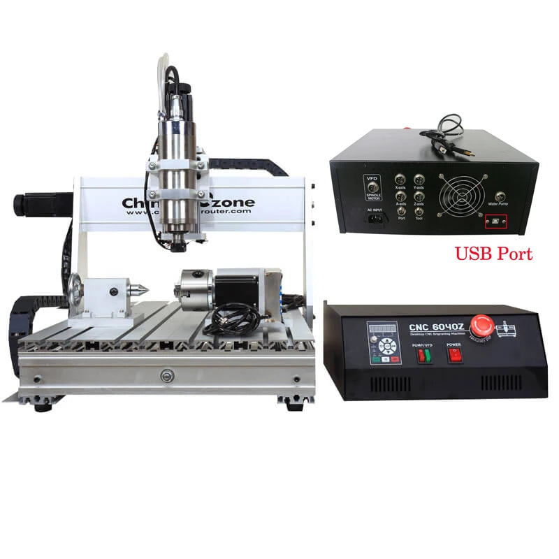 4-Axis 6040Z-S Mini CNC Router Milling Engraving  Machine Mini Lathe