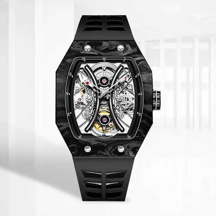 True Luxury Tourbillon square Watch Men's Sapphire Stainless Steel OEM Mechanical Automatic Waterproof Watch for Men