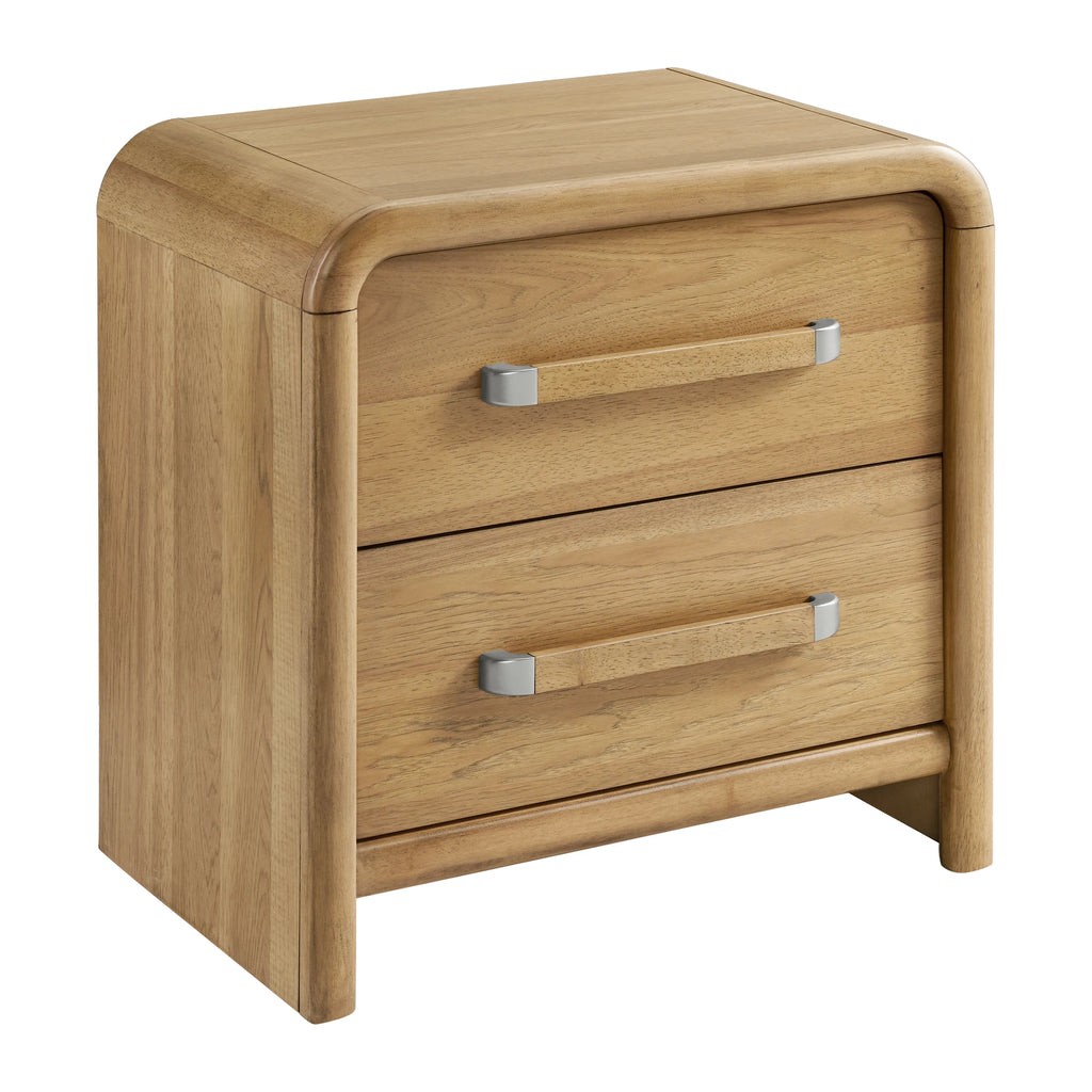 Modern Design Bedroom Furniture Sets Bedside Table Plywood Frame Solid Wood Veneer with 2 Drawers Nightstands