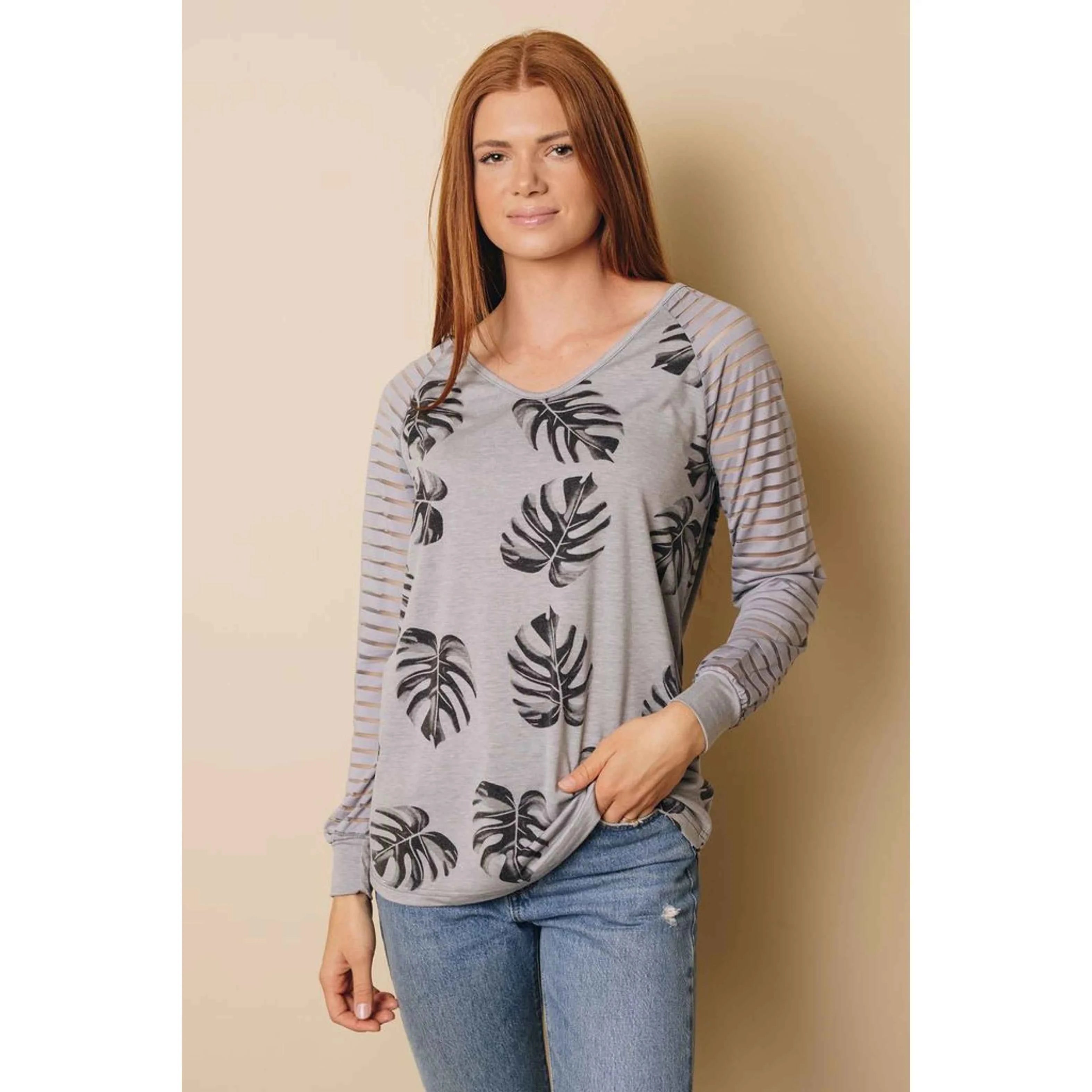 TD Alisa Women's Casual Long Sleeve Top Patchwork Mesh Embroidered XL Striped Solid Spring Autumn Silk Poplin Knitted Lace