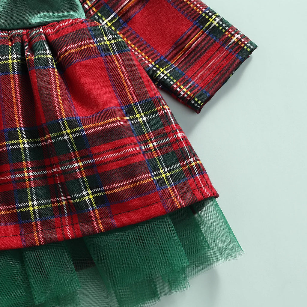 Ma&Baby 6M-6Y 2024 Christmas Red Dress For Girls Toddler Kid Child Plaid Bow Dresses For Girl Xmas Party Princess Costumes