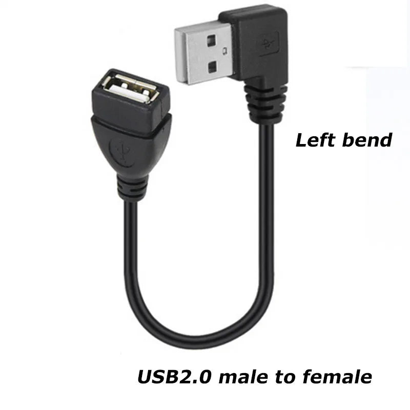 0.3M 90 Degree USB 3.0/2.0  Male to Female Adapter Cable Angle Extension Extender 5Gbps Fast Transmission Left/Right/Up/Down