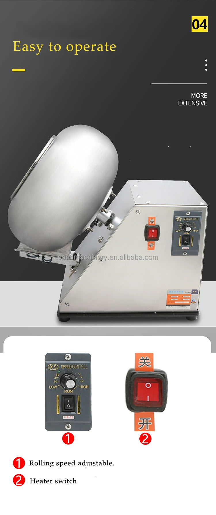 Automatic New Small Peanut Chocolate Nut Coating Pan Machine Stainless Steel 5.5L Capacity