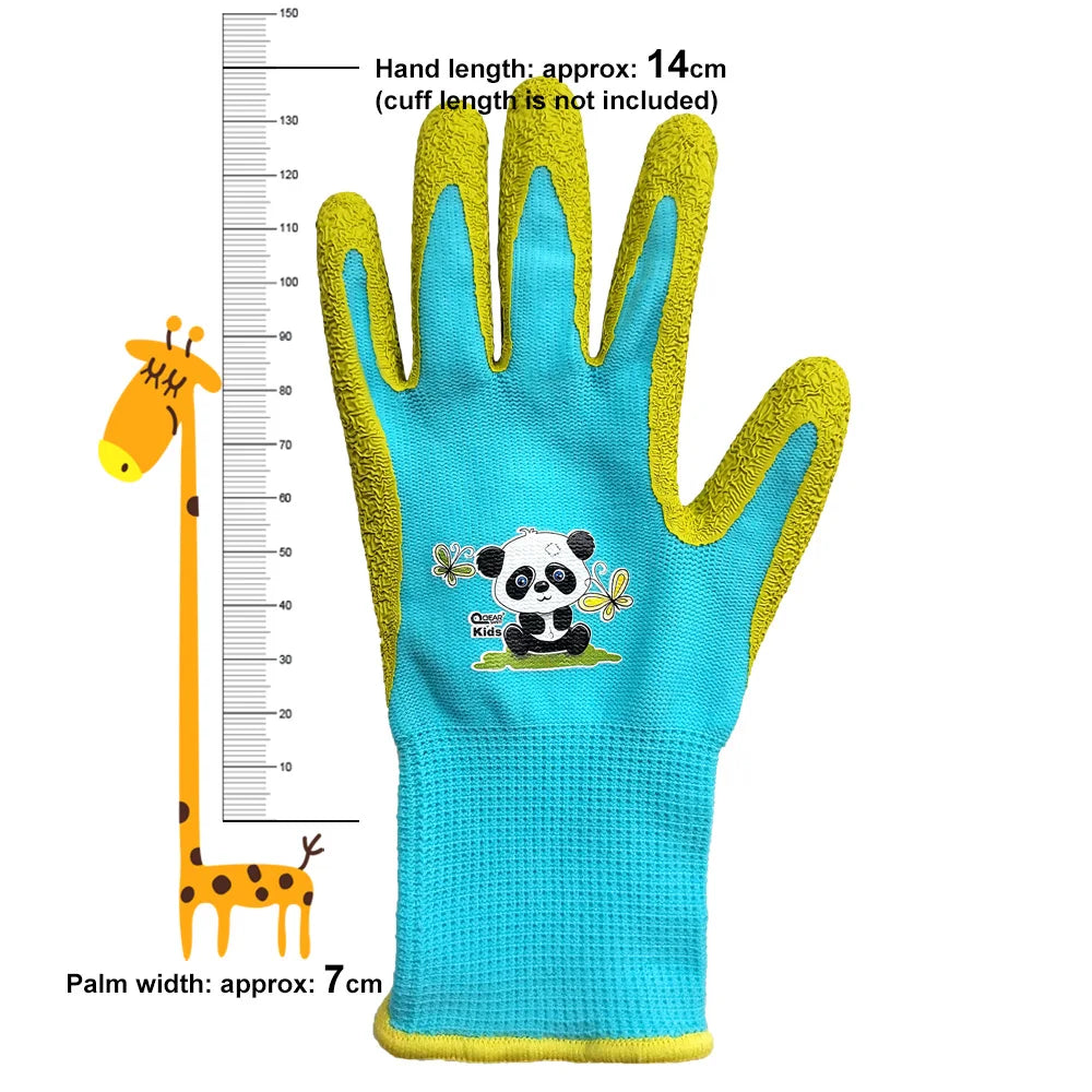 Kids/Toddler /Junior Garden Safety Rubber Coated Gloves, DIY, Age from Year 3 to Year 12, Palm Natural Latex Coated