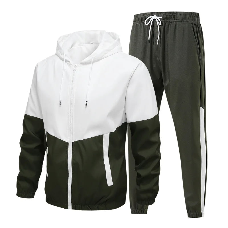Patchwork Hip Hop Casual Men's Sets Korean Style 2 Piece Sets Clothes Men Streetwear Fitness Male Tracksuit