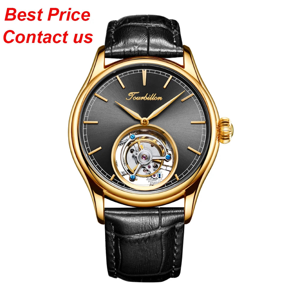 Montre Homme Original Brand Aesop 7005G Luxury Men Mechanical Watch Hollow Out Skeleton Tourbillon Watches