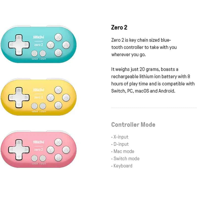 8BitDo Zero 2 Bluetooth Gamepad Mini Controller Compatible for Nintendo Switch PC Windows Android macOS