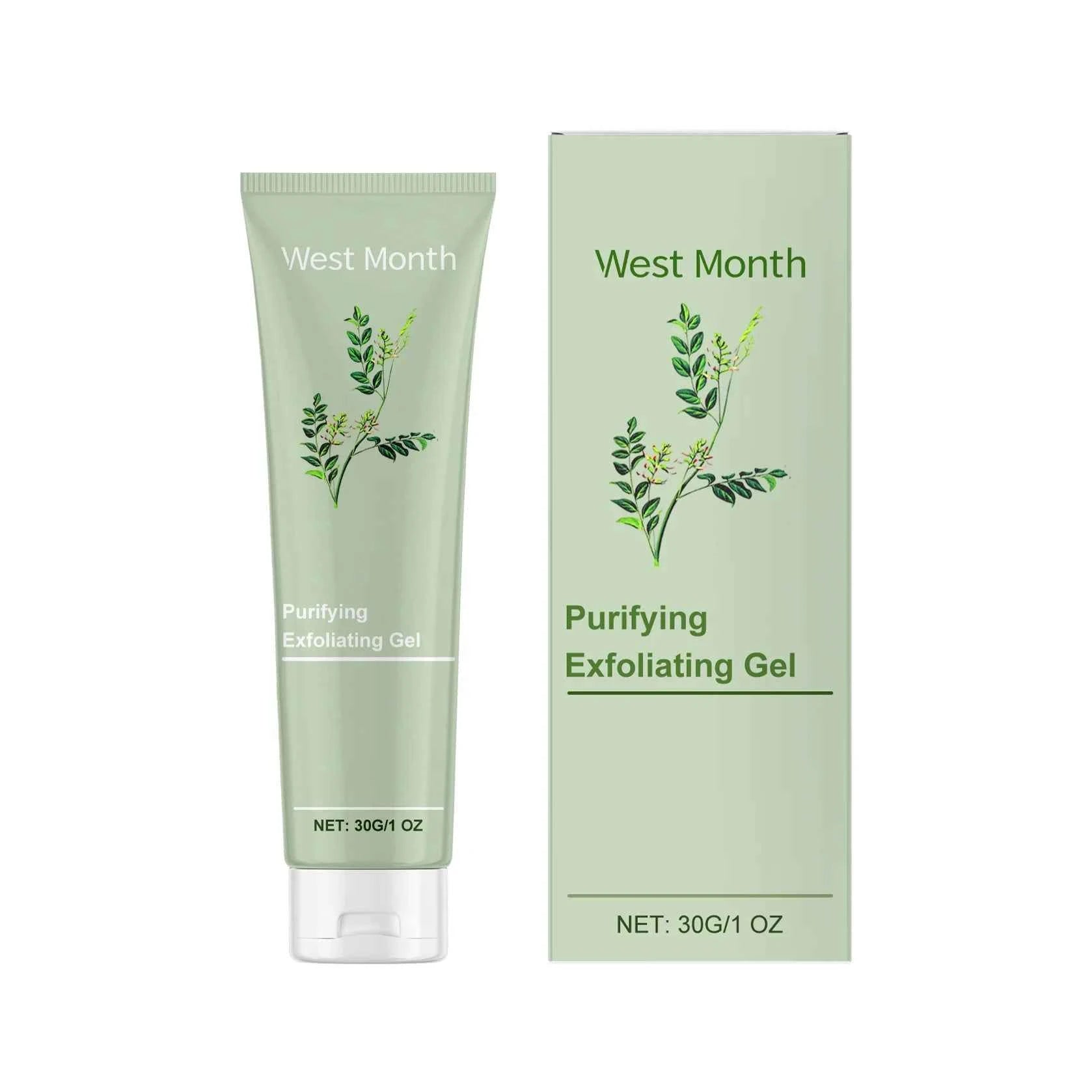 West&Month Purifying Exfoliating Gel Deeply Cleansing Face Wash for Dull Dry Skin Brightens Pores and Firming Effect