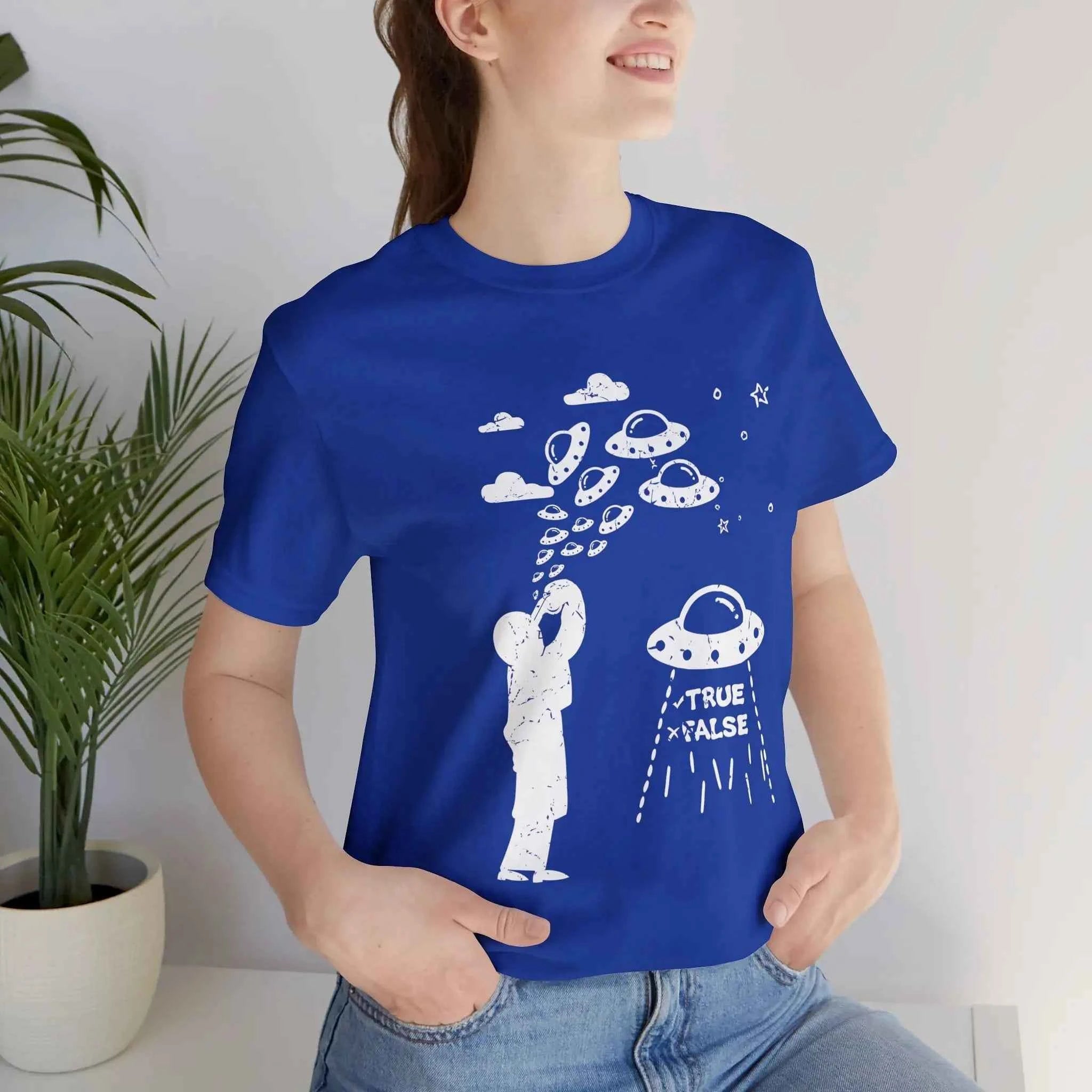 W2B True Royal Unisex Cotton T-Shirt Men's & Women's 'Are Aliens Real?' Graphic Design