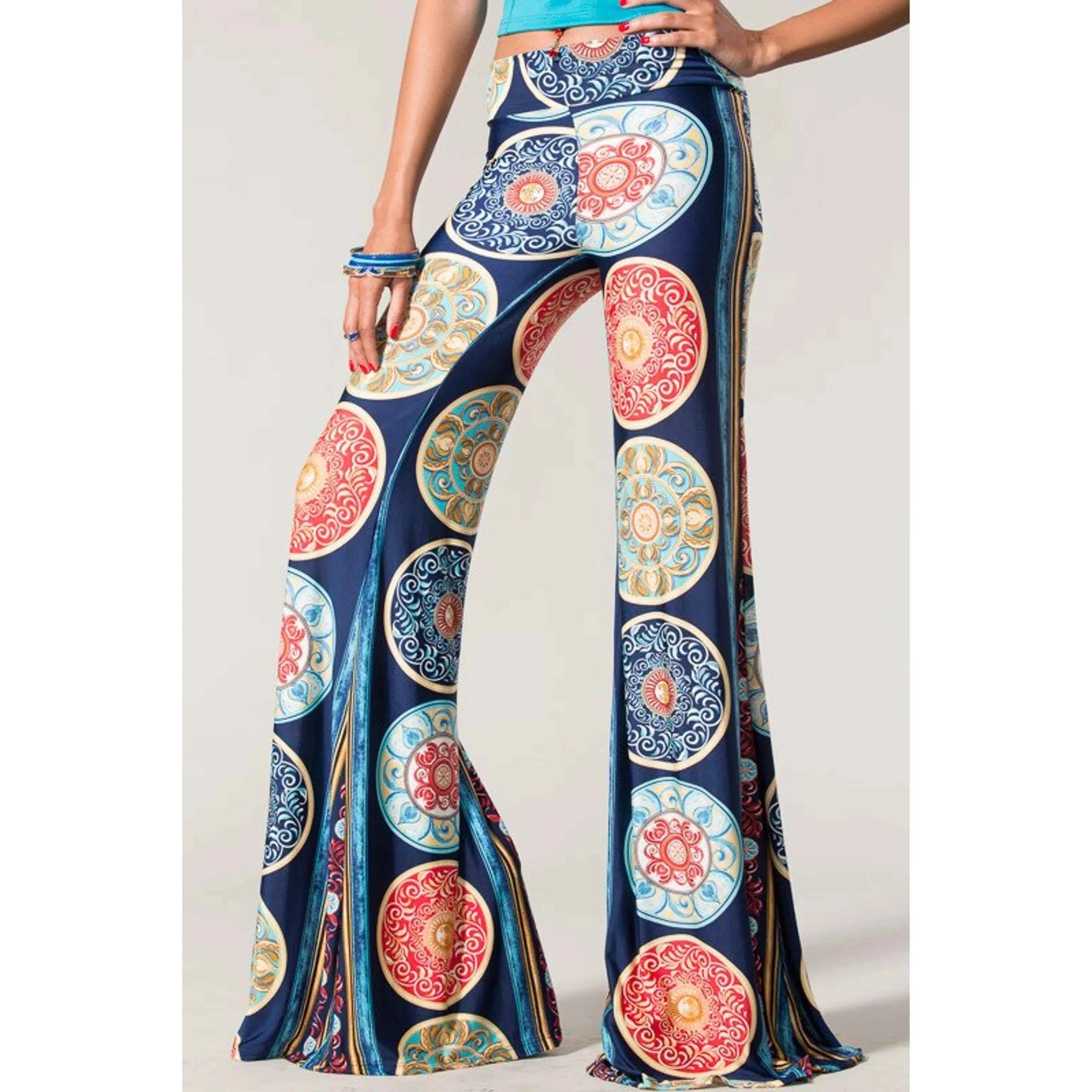 TD Girls Hip Hop Printed Palazzo Pants Casual Wide-Leg Elastic Waist Breathable Mid Waist Color Washed with Elastic Decoration