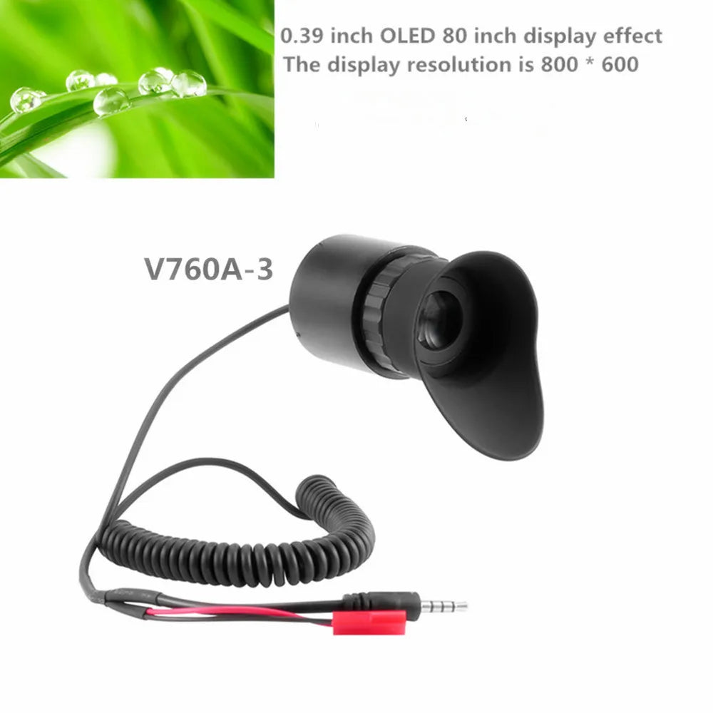 80-inch Portable Head-mounted Monocular Display 0.39-inch Screen with 12x Eyepieces to Support Diopter Adjustment Ocular Lens