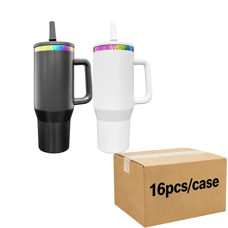 US in Stock Rainbow Plated 40oz insulated Steel Tumbler with Leak-Proof Lid for Secure Carry Anywhere