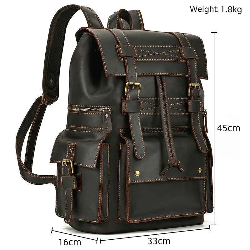 2025 New Arrivals Leather Backpack For Men Male Genuine Leather Laptop Travel Backpack 17 Inch Daypack Shoold Bag Men Male Large