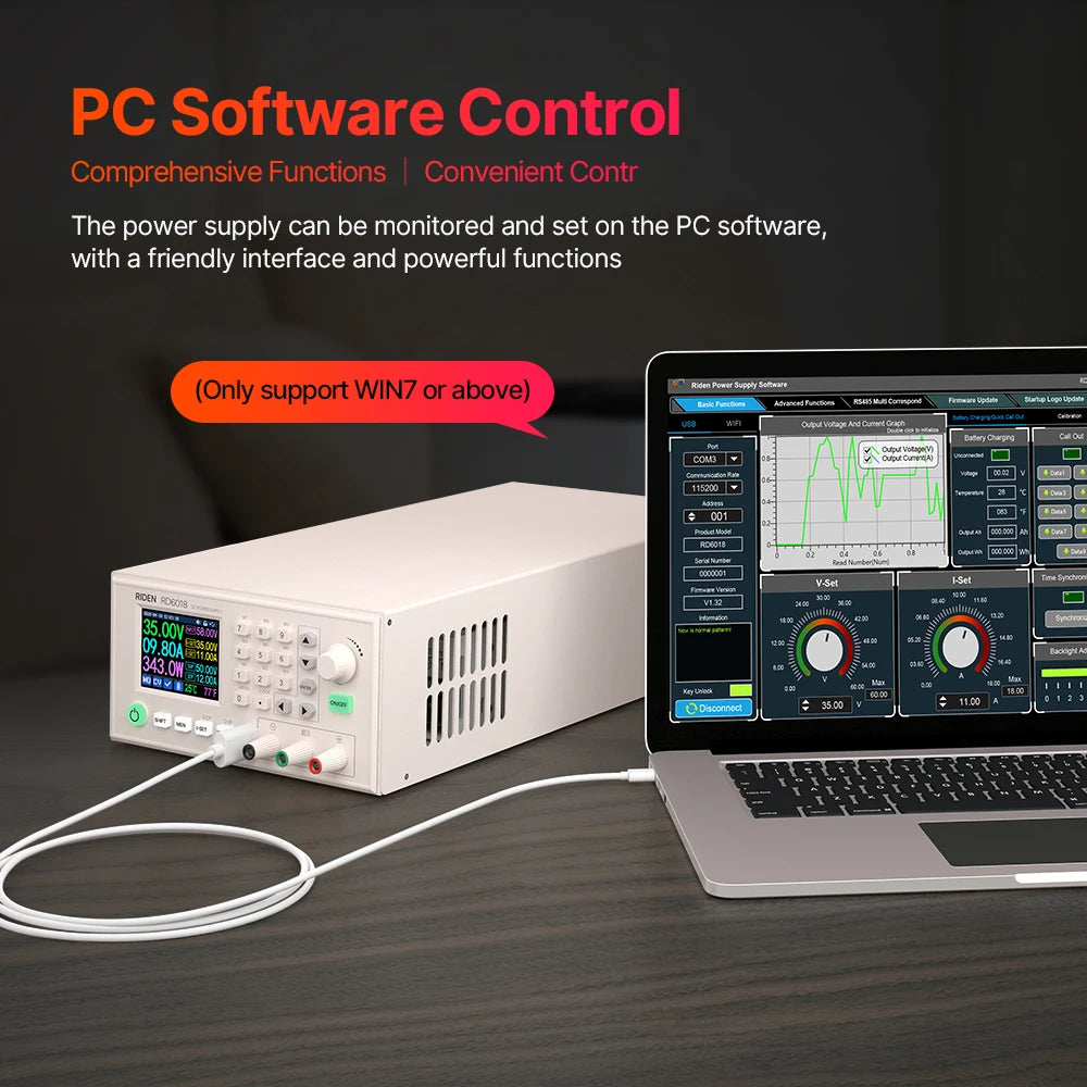 RD RD6018 Assembled Set 60V 18A AC to DC Digital Control Battery Charging Adjustable Lab Bench Power Supply Regulator 1080W