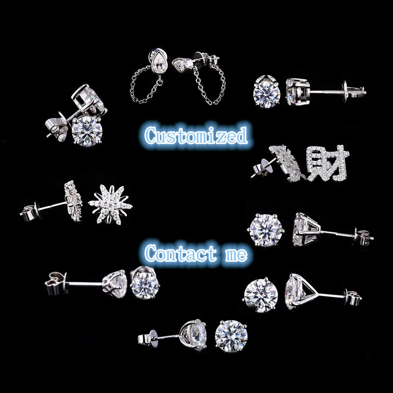Starsgem 14k Gold Moissanite Earrings Stud 8mm 7mm 6mm 5mm Man Made Diamond Trendy Stud Earrings.