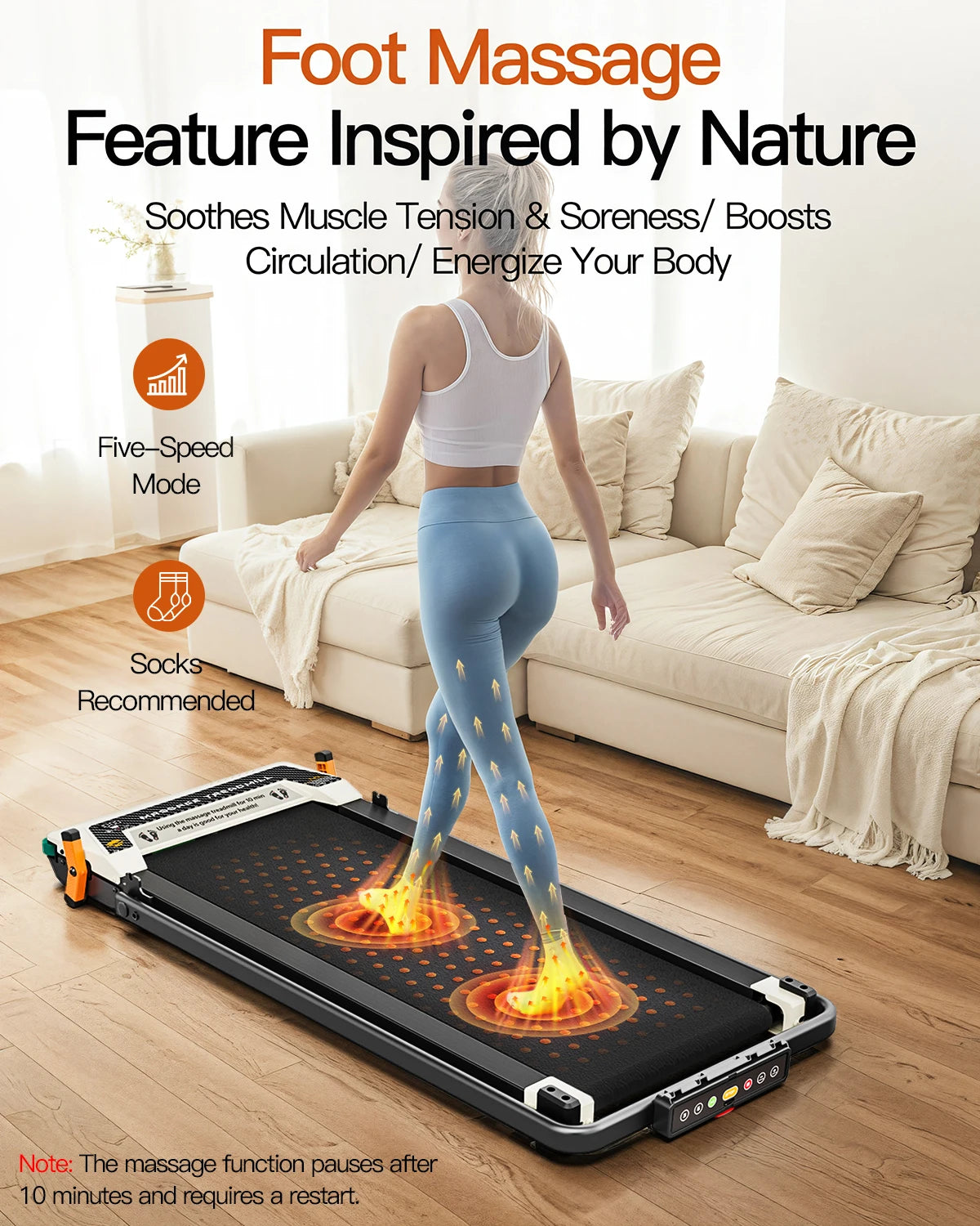 2 in 1 Double Side Used Portable Foldable Walking Pad LED Display Quiet Motor Home Use with Massage Function and Running