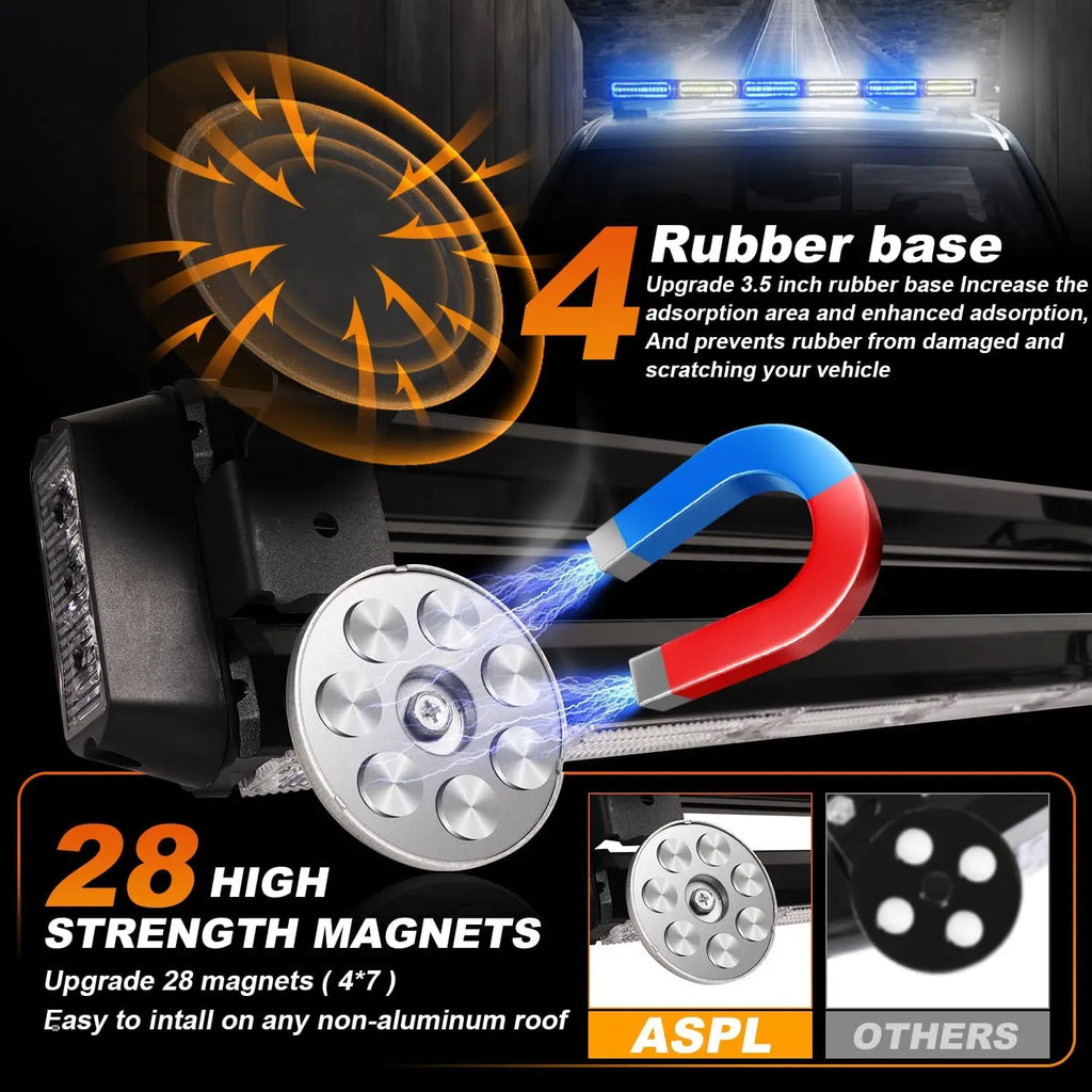 26inch 126 LED Emergency Rooftop Strobe Light Bar Controller Double-Side Warning Hazard OLIVER Fitment Traffic Light