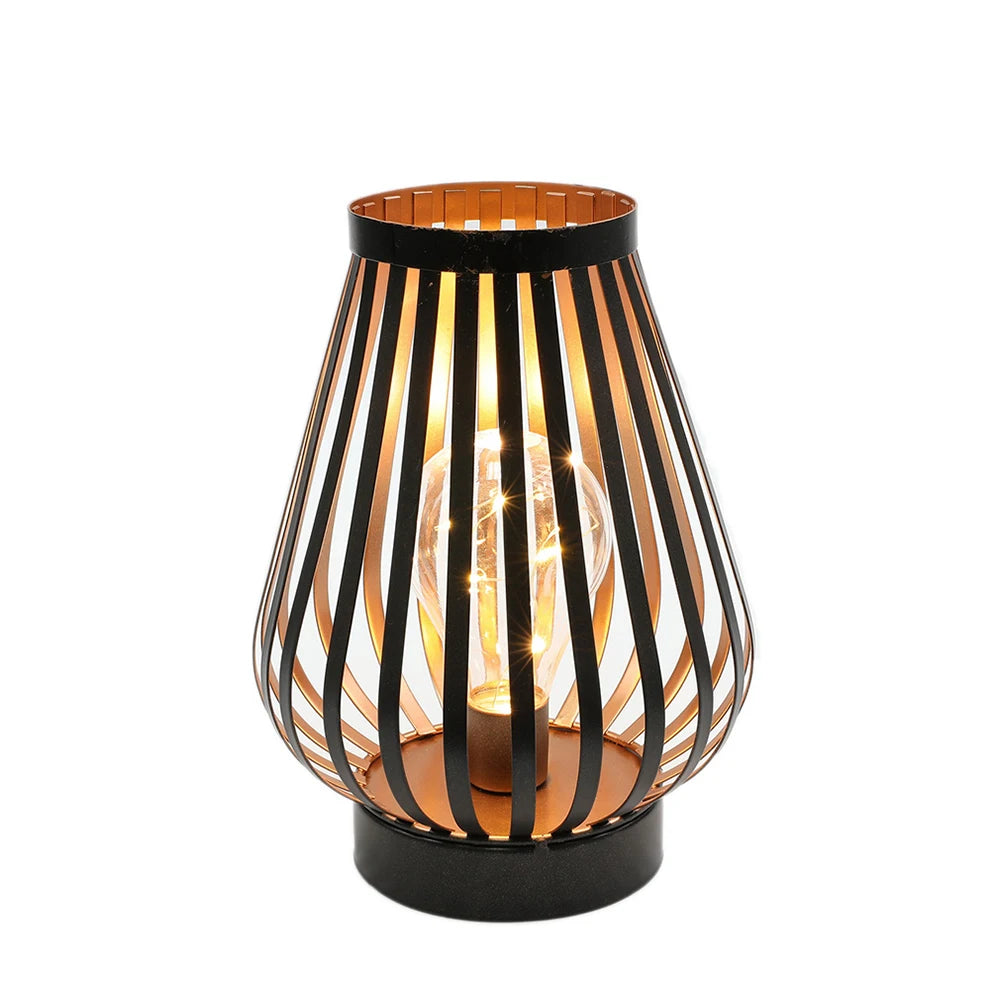 US Free Shipping Metal Cage LED Lantern Battery Powered 8.7inch Cordless Accent Light with LED Edison Style Bulb