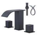 Waterfall Bathroom Faucet 3 Hole, 8" Widespread Wash Basin Tap 2 Handles Bathroom Sink Faucet with Pop up Drain and Supply Lines