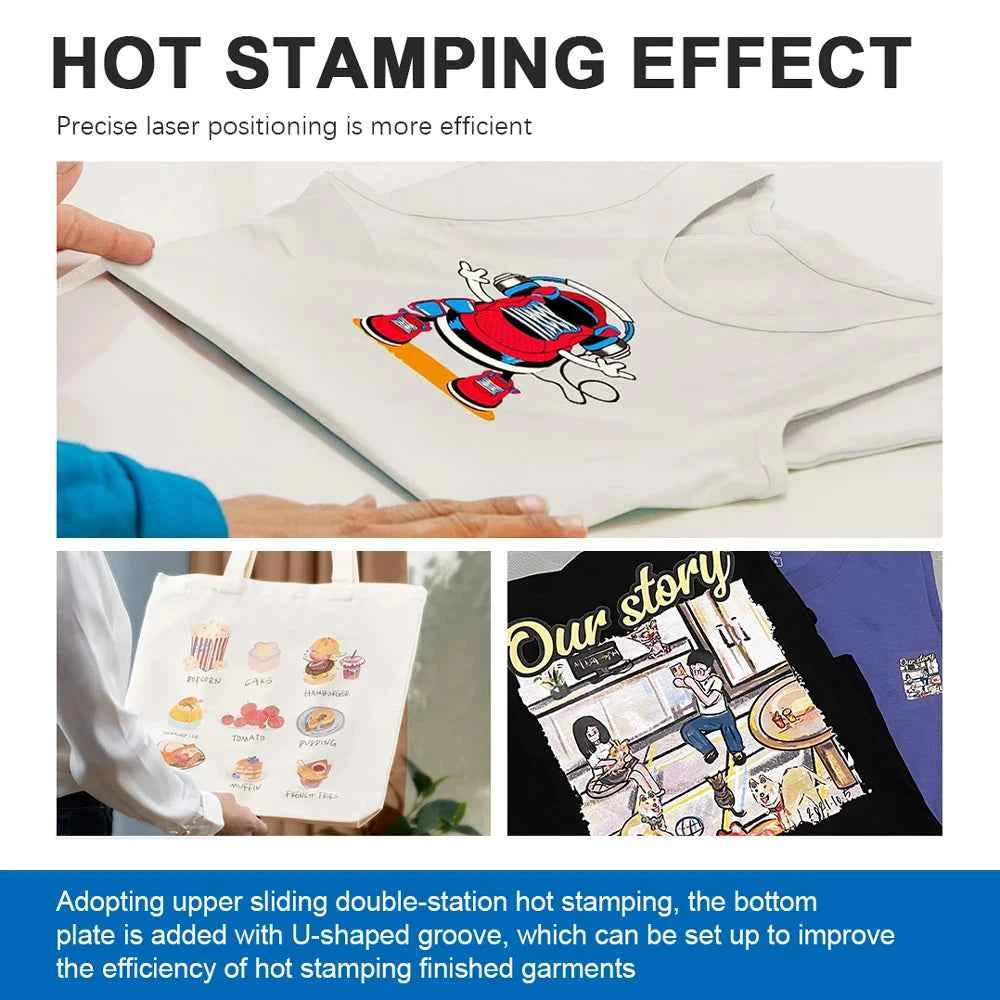 MomoTech New Semi-Automatic Pneumatic Auto-Open Slide 15*15CM Heat Press Machine Multifunctional for Caps Mugs T-Shirts