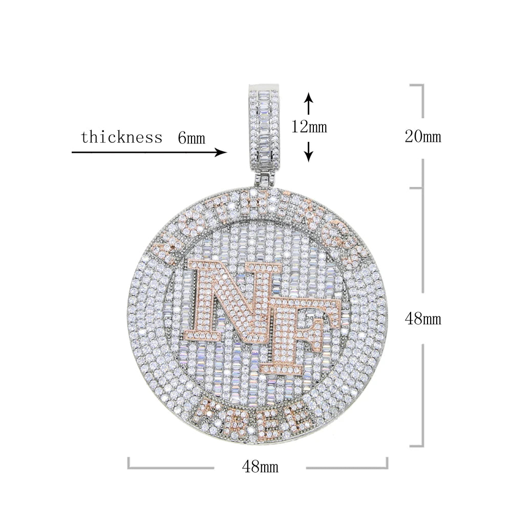 18K Gold Plated Micro Pave Cubic Zirconia CZ Plug Shape Pendant Hip Hop Style Yellow Gold Necklace for Engagement Wedding Party