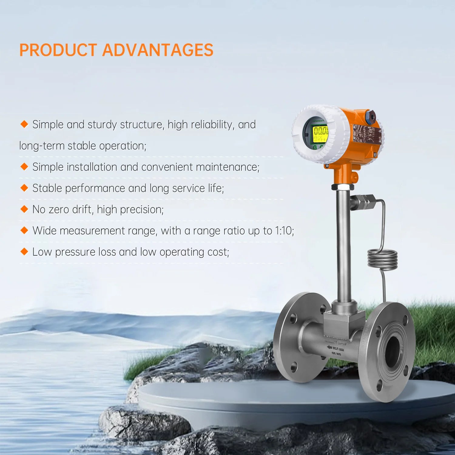 Smart gas meter Steam Vortex Flow Meter Measuring Liquid Medium gas air meter Compressed Air