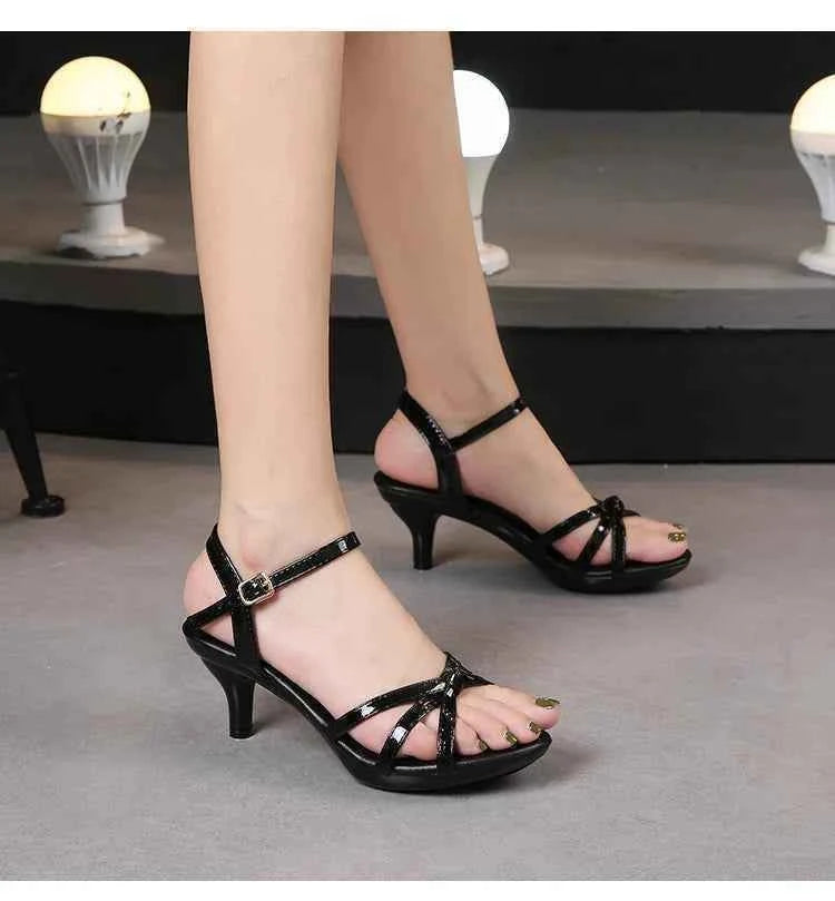 Sandals Women Shoes Big Size 43 Thin Heels Summer Candy Color Peep Toe High Heels Sexy Nightclub Party Slides Cross-Strap Shoes