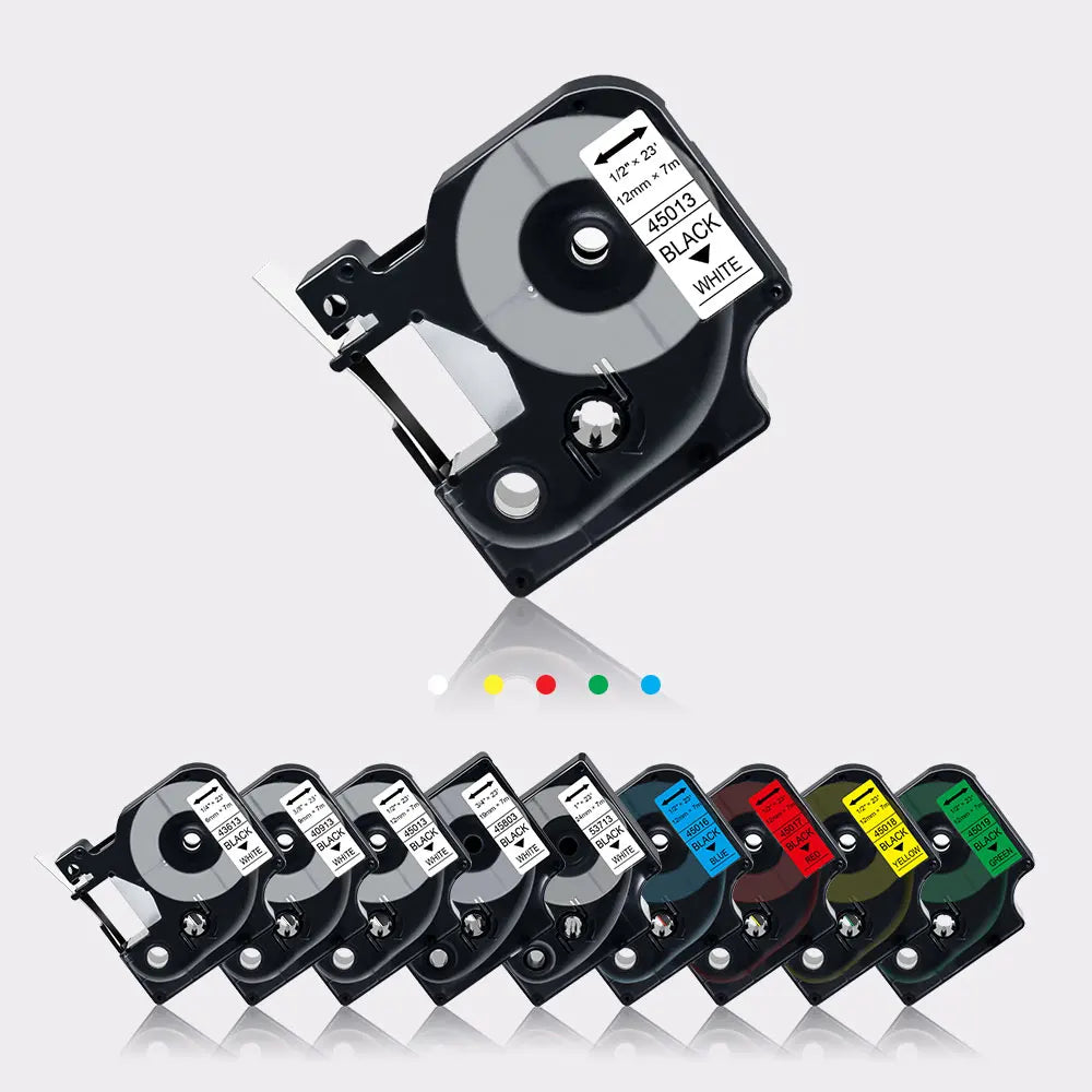 6/9/12mm Label Compatible for Dymo D1 45013 45010 45018 45023 Label Tape 40913 40918 43613 for Dymo LabelManager LM 160 280 210D