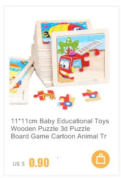 Montessori Toys 3D Puzzle Cartoon Animals Vehicle Cognitive Jigsaw Puzzle Wooden Toys for Children Baby Puzzle Game Gift