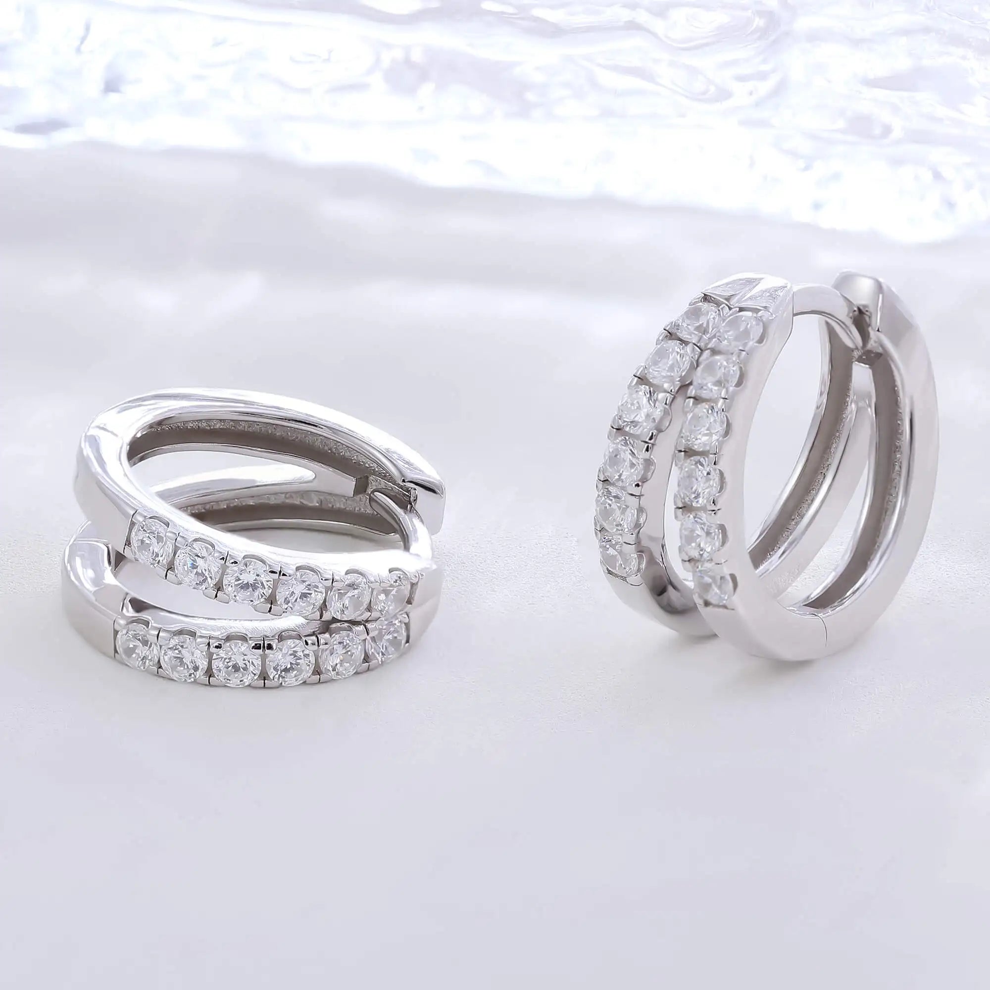 Factory Wholesale Moissanite Earring 925 Sterling Silver 18k White Gold Plated 2mm Round Moissanite Diamond Hoop Earrings
