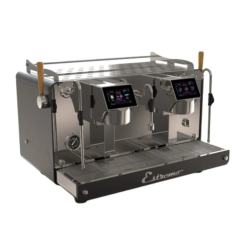 Three Boilers Brewing Head Electric Control Commercial Two Cup Espresso Coffee Machine Commercial Espresso Coffee Machine