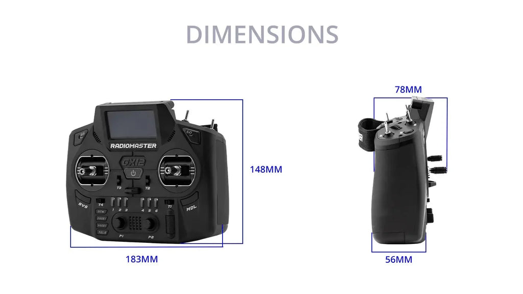 IN Stock Black Radiomaster GX12 1000HZ 3D Digital CNC Hall Gimbal Dual Band Antenna Gemini XROSSBAND EXpressLRS Radio Controller