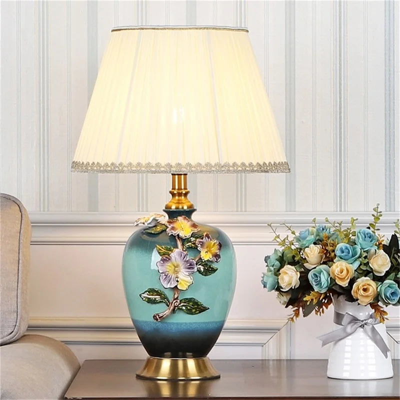 Modern Table Lamps Enamel Ceramic Desk Lighting LED for Home Creative Hotel Bedroom Decoration