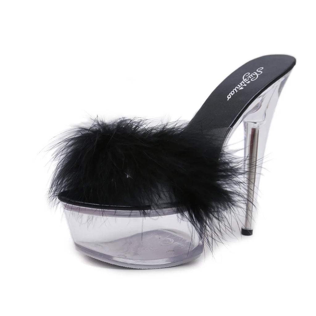 LTARTA 2026 Super High Heels 15CM Stiletto Platform Slippers Crystal Shoes Wedding Shoes  High-Heel Crystal Sandals LFD