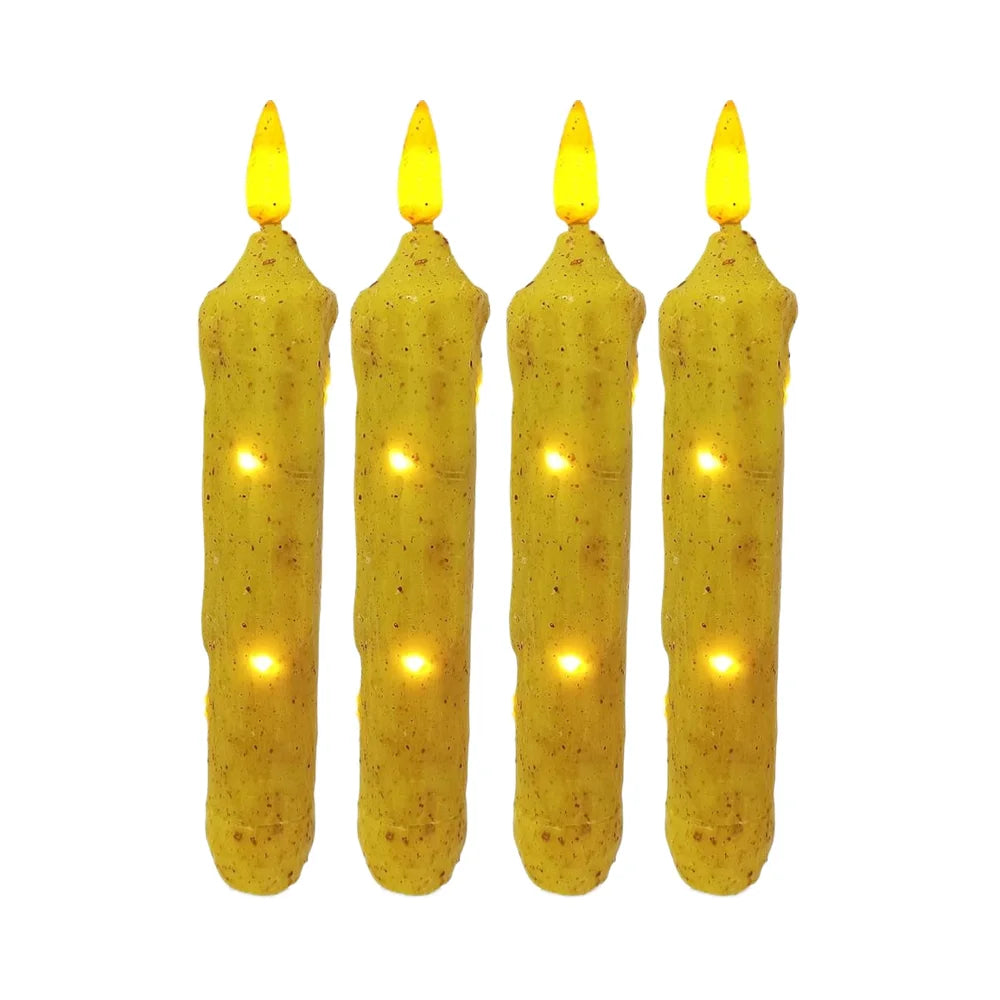 6.5 Inches Primitive Real Wax LED Flameless Short Candlesticks Hand Dipped Battery Operated Taper Candles Timer Remote Candles