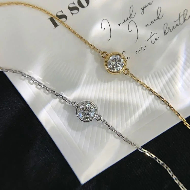 RUYI Stylish Minimalist Design 0.5ct 18K One-Piece Single Diamond Bracelet Heart Number Shape Cute Pearl Embellishment Girls