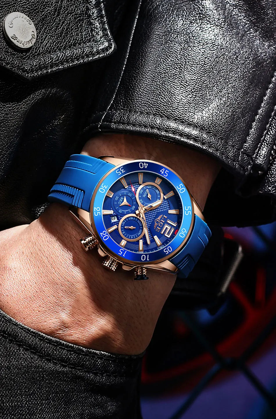 LIGE New Fashion Mens Watches Top Brand Luxury Quartz Wrist Watch Man Sport Red Silicone Watch for Men Reloj Hombre Chronograph