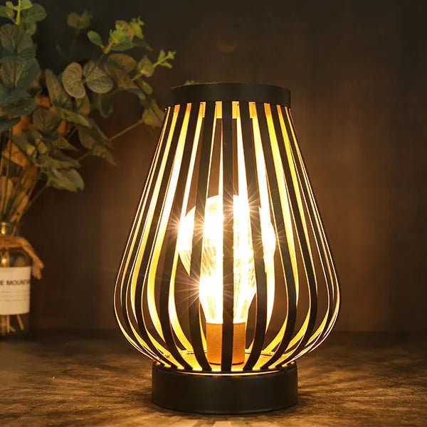 US Free Shipping Metal Cage LED Lantern Battery Powered 8.7inch Cordless Accent Light with LED Edison Style Bulb