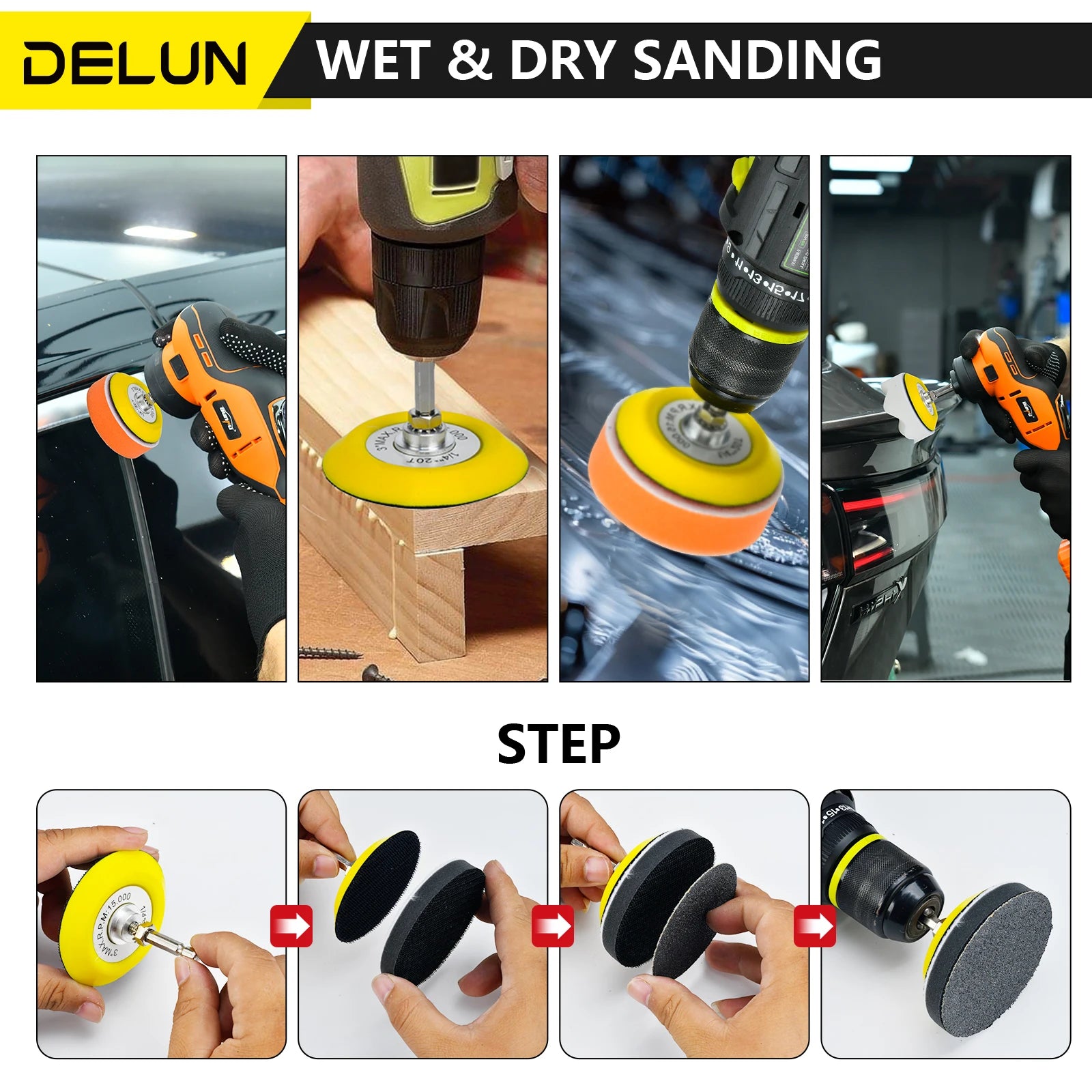 Professional Car Foam Polishing Pad Kit 138pcs for Detailing 3inch Round Hook&Loop Backing Sponge Foam Overseas Warehouse
