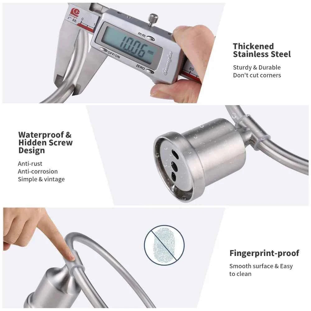 Bathroom Hardware Accessories Stainless Steel 2Pcs Round Towel Holders Wall Mounted Towel Ring for Kitchen and Bathroom