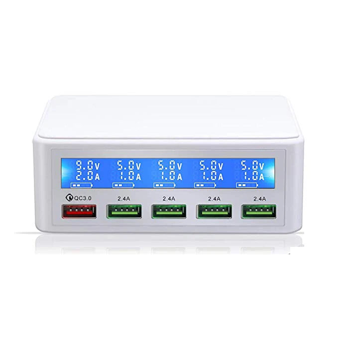 QC 3.0 Quick Charger Portable Multi 5 Port USB LCD Display 50W Fast Carregador For Iphone Xiaomi HuaWei Power Bank