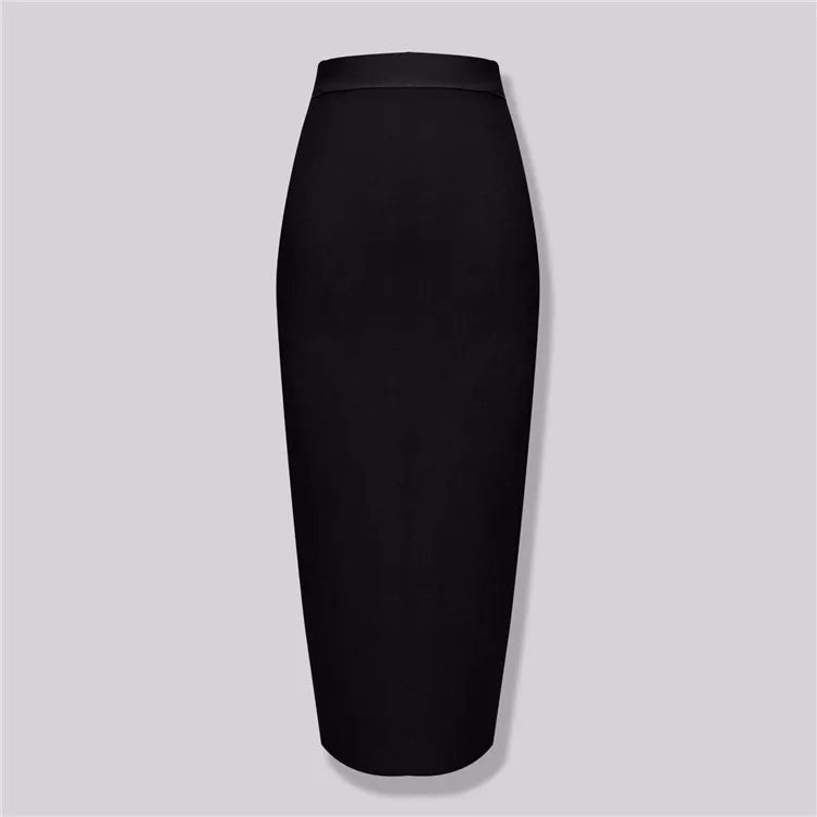 Wholesale 12 Colors 78cm Sexy Beige Black Blue Knee Length Bandage Skirt 2023 Knitted Elastic Sweet Designer Pencil Skirt