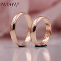 PATAYA New Arrivals 585 Rose Gold Color Smooth Romantic Simplicity Couple Rings Women Men Wedding Party Unique Fine Cute Jewelry
