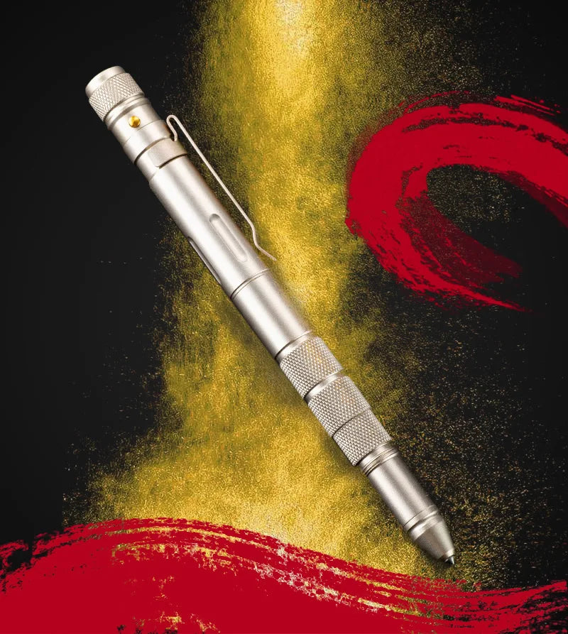Portable Creative Self Defense Tactical Pen Emergency Flashlight Strobe Bottle Opener Car Window Breaker Pill Storage Gift Box