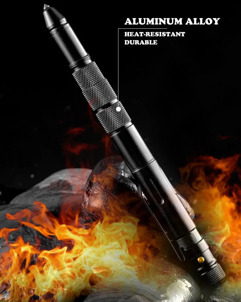 Portable Creative Self Defense Tactical Pen Emergency Flashlight Strobe Bottle Opener Car Window Breaker Pill Storage Gift Box