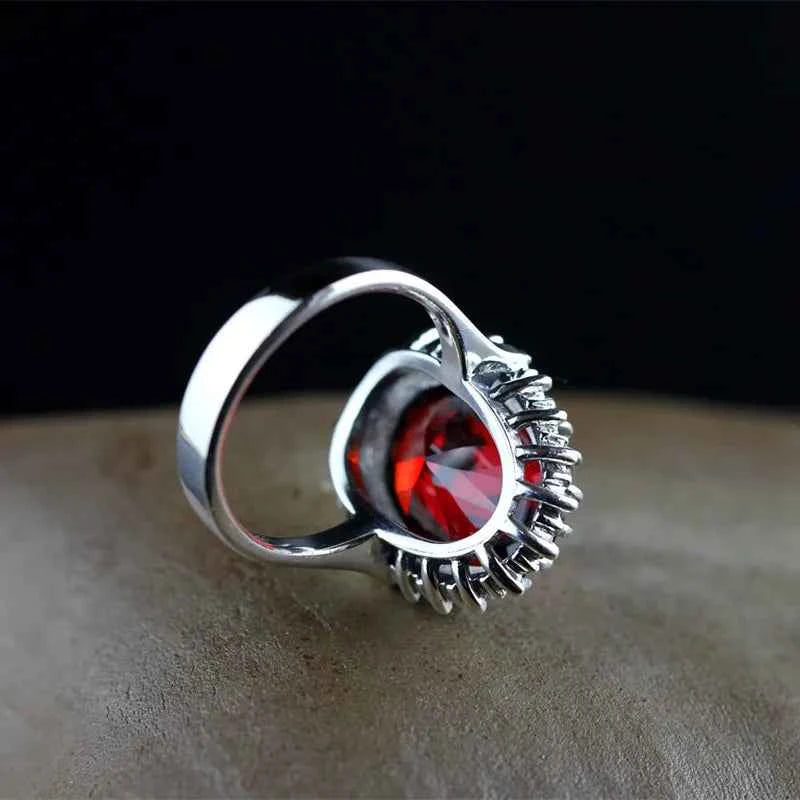 BOCAI S925 pure silver ornaments Thailand Thai silver technology claw with ms garnet ring Woman's silver ring
