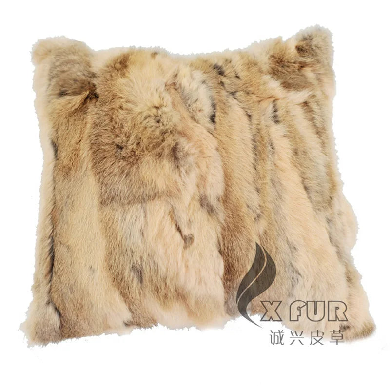 Soft and Warm Real Rabbit Fur Patchwork Pillow Case, Free Shipping, CX-D-17, Free Shipping
