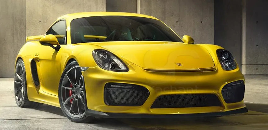 Portion Carbon Fiber Front Bumper Fit for 2014-2016 Cayman Boxster 981 GT4 Style Front Bumper FRP w CF Front Lip